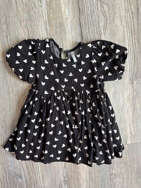 Rylee and Cru Heart Print Puff Sleeve Dress
